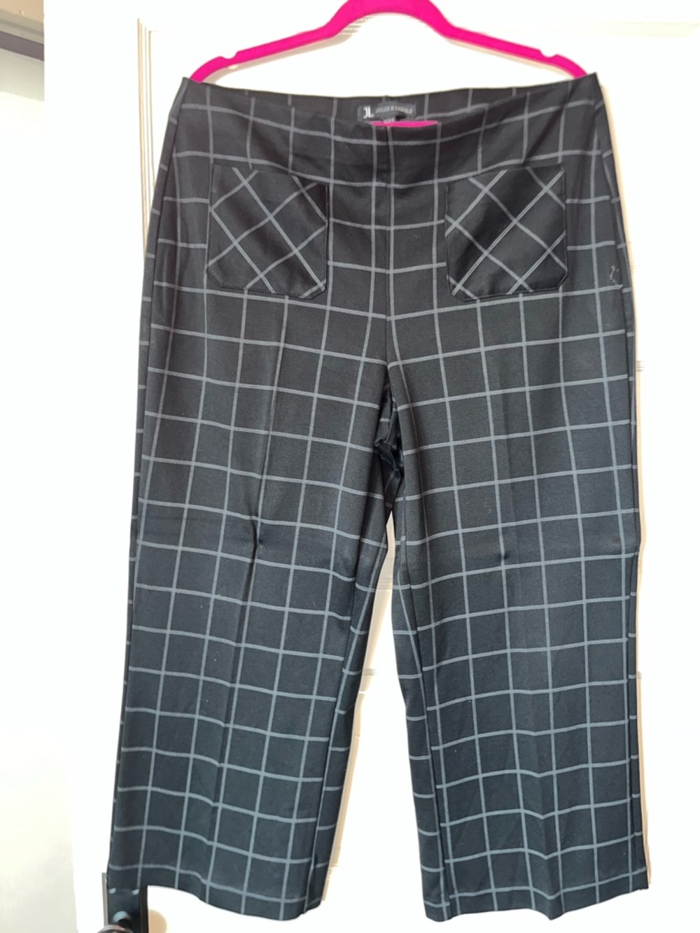 Jules & Leopold Black Windowpane Cropped Pull-On Pants